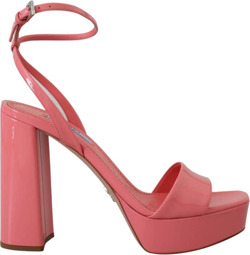 Prada Roze Patent Enkelband Hakken Roze Dames