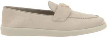 Prada Suede Almond Toe Loafers Beige Dames