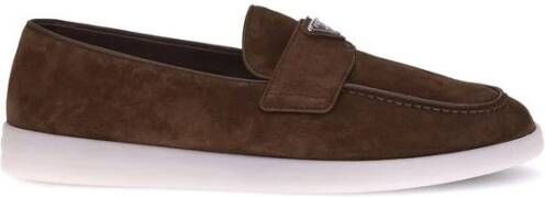 Prada Suede Loafers Almond Toe Design