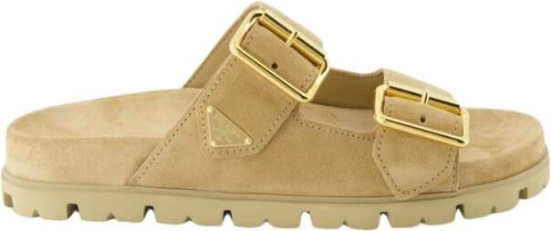 Prada Velours Slippers Beige Dames