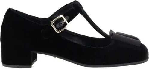 Prada Velvet Ballerina's met Blokhak Black Dames