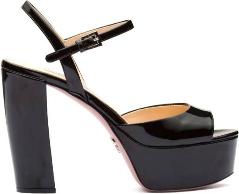 Prada Verhoog je stijl met leren platform sandalen Zwart Dames