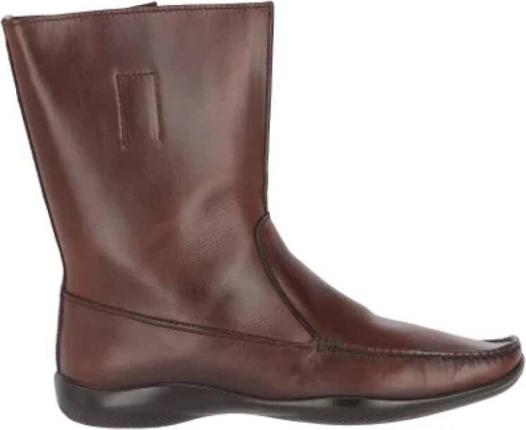 Prada Vintage Pre-owned Leather boots Brown Heren