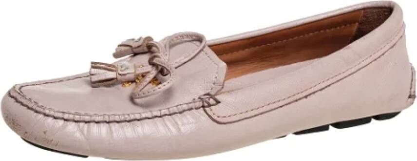 Prada Vintage Pre-owned Leather flats Beige Dames