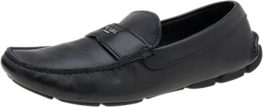 Prada Vintage Pre-owned Leather flats Black Dames