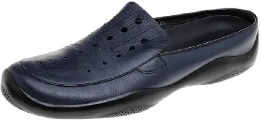 Prada Vintage Pre-owned Leather flats Blue Dames