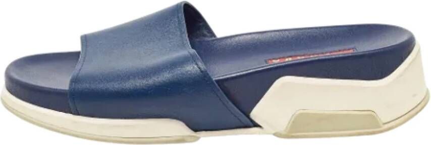 Prada Vintage Pre-owned Leather flats Blue Dames