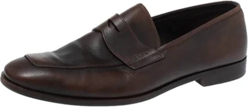 Prada Vintage Pre-owned Leather flats Brown Dames