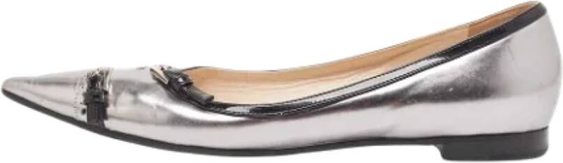 Prada Vintage Pre-owned Leather flats Gray Dames