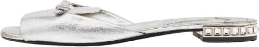 Prada Vintage Pre-owned Leather flats Gray Dames