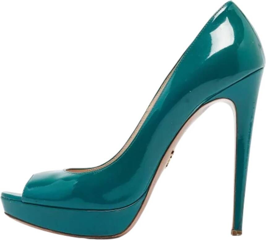 Prada Vintage Pre-owned Leather heels Green Dames
