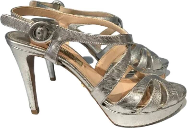 Prada Vintage Pre-owned Leather sandals Gray Dames