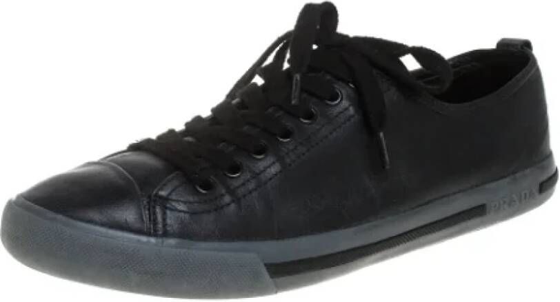 Prada Vintage Pre-owned Leather sneakers Black Dames