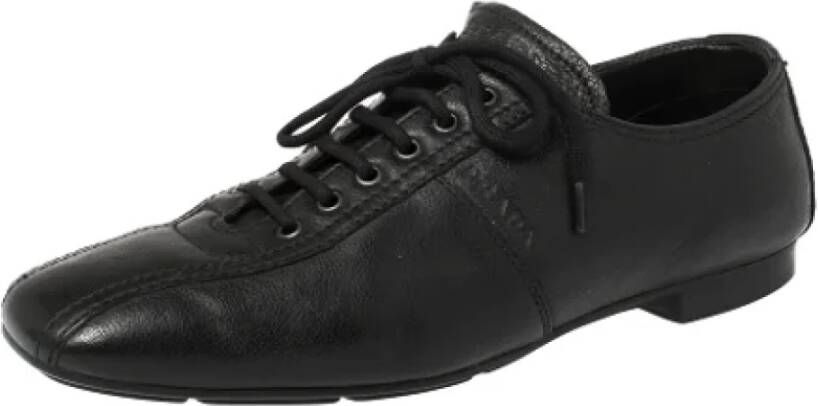 Prada Vintage Pre-owned Leather sneakers Black Dames