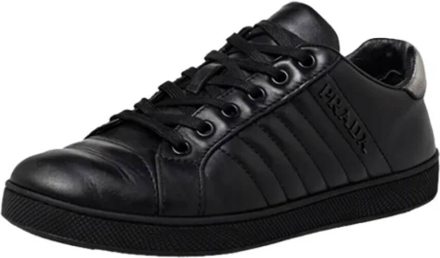 Prada Vintage Pre-owned Leather sneakers Black Dames