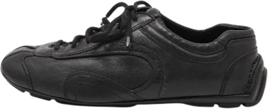 Prada Vintage Pre-owned Leather sneakers Black Dames