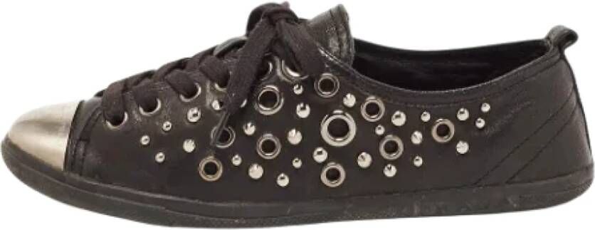 Prada Vintage Pre-owned Leather sneakers Black Dames