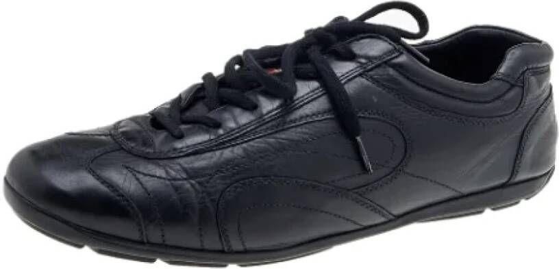 Prada Vintage Pre-owned Leather sneakers Black Dames