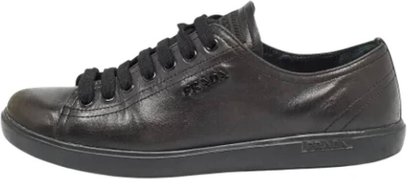 Prada Vintage Pre-owned Leather sneakers Black Dames