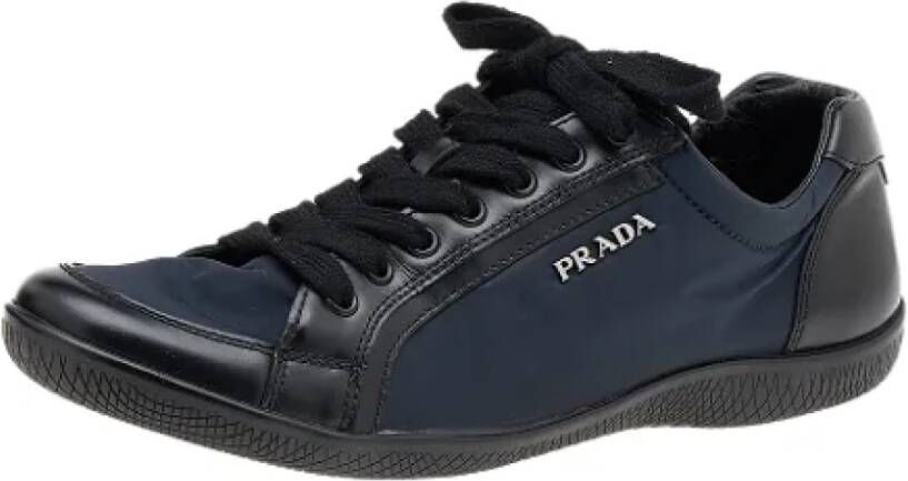 Prada Vintage Pre-owned Leather sneakers Blue Dames