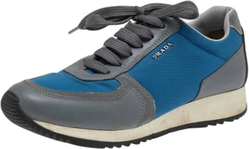 Prada Vintage Pre-owned Leather sneakers Blue Dames