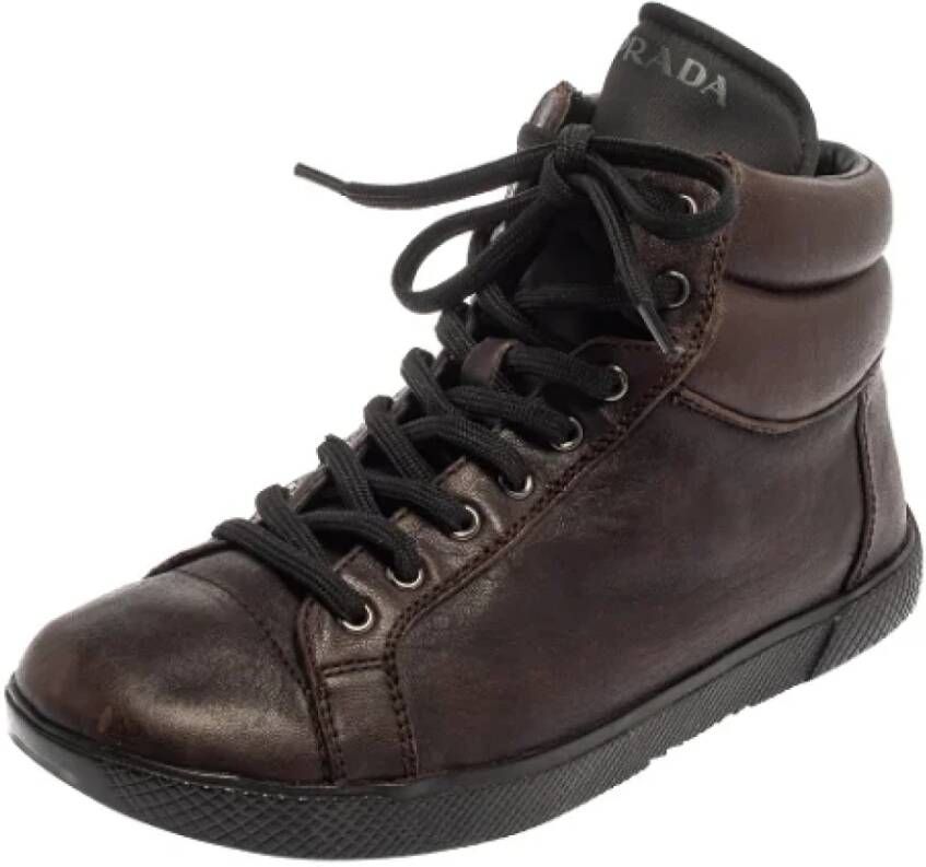 Prada Vintage Pre-owned Leather sneakers Brown Dames