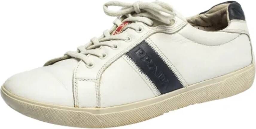 Prada Vintage Pre-owned Leather sneakers White Dames