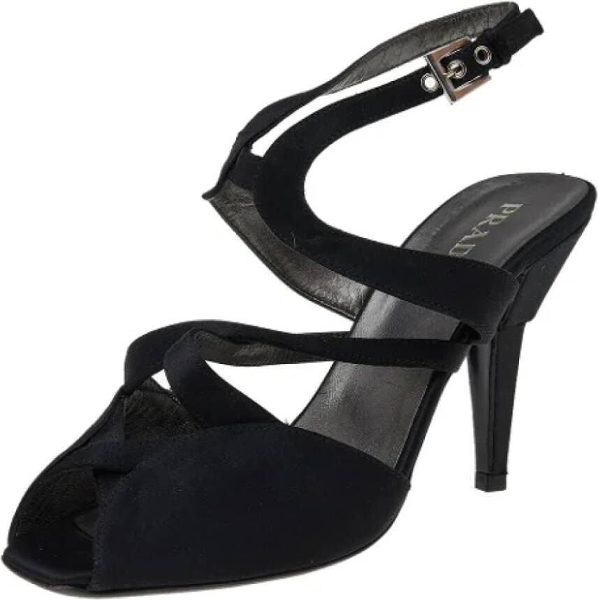 Prada Vintage Pre-owned Satin sandals Black Dames