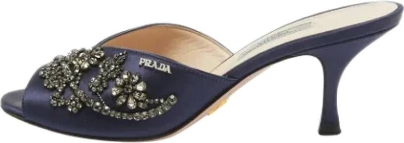 Prada Vintage Pre-owned Satin sandals Blue Dames