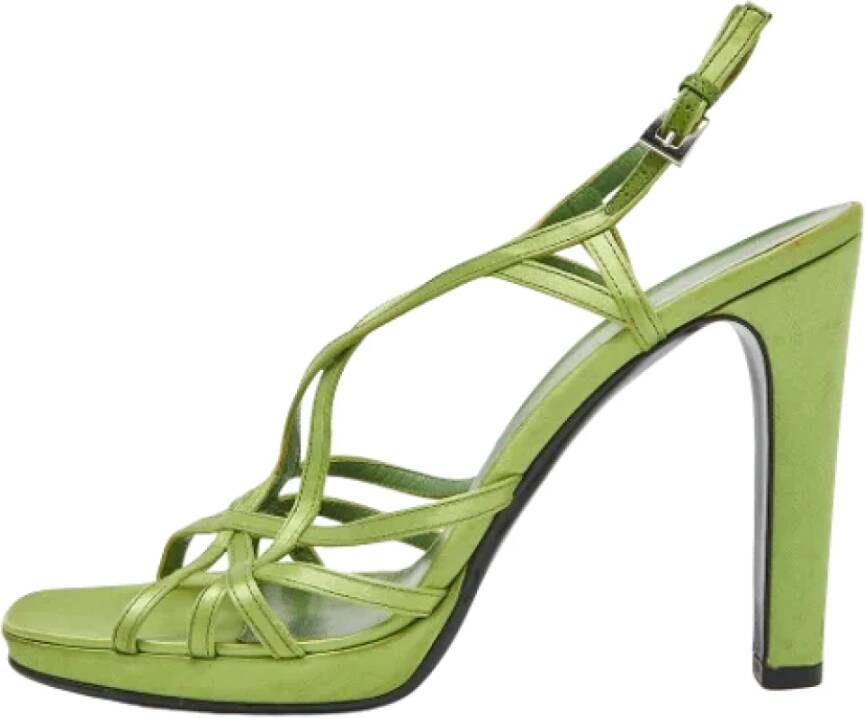 Prada Vintage Pre-owned Satin sandals Green Dames