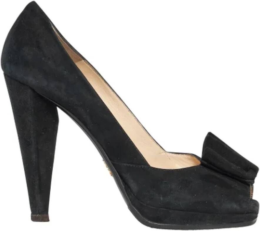 Prada Vintage Pre-owned Suede heels Black Dames