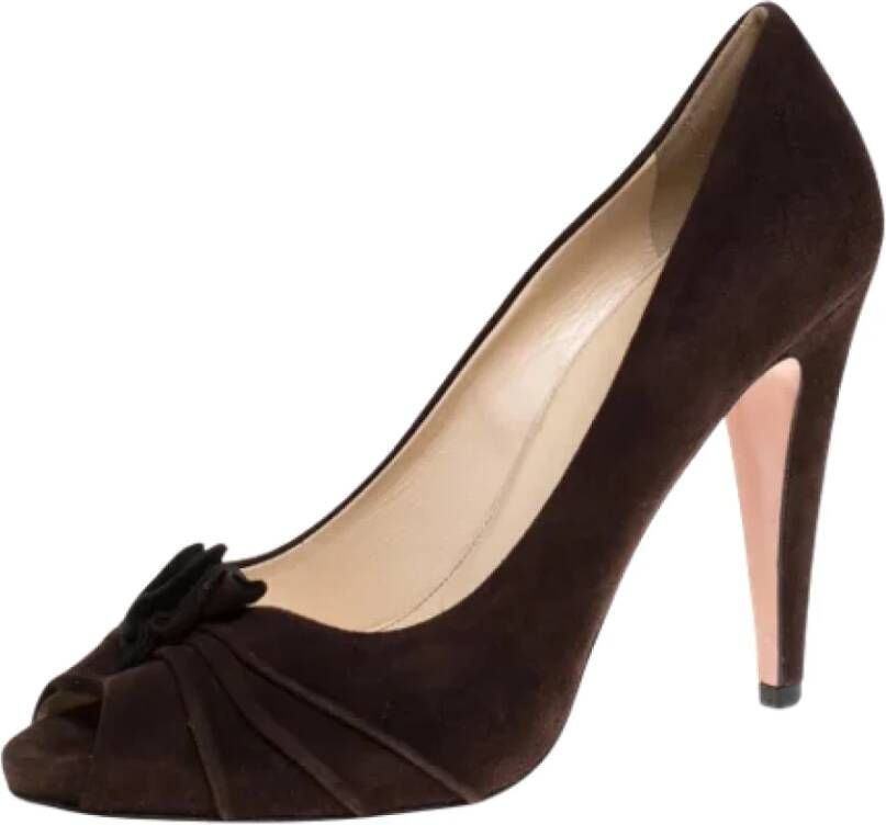 Prada Vintage Pre-owned Suede heels Brown Dames