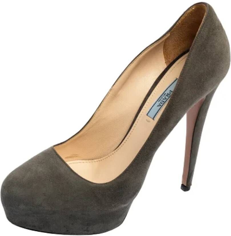 Prada Vintage Pre-owned Suede heels Gray Dames