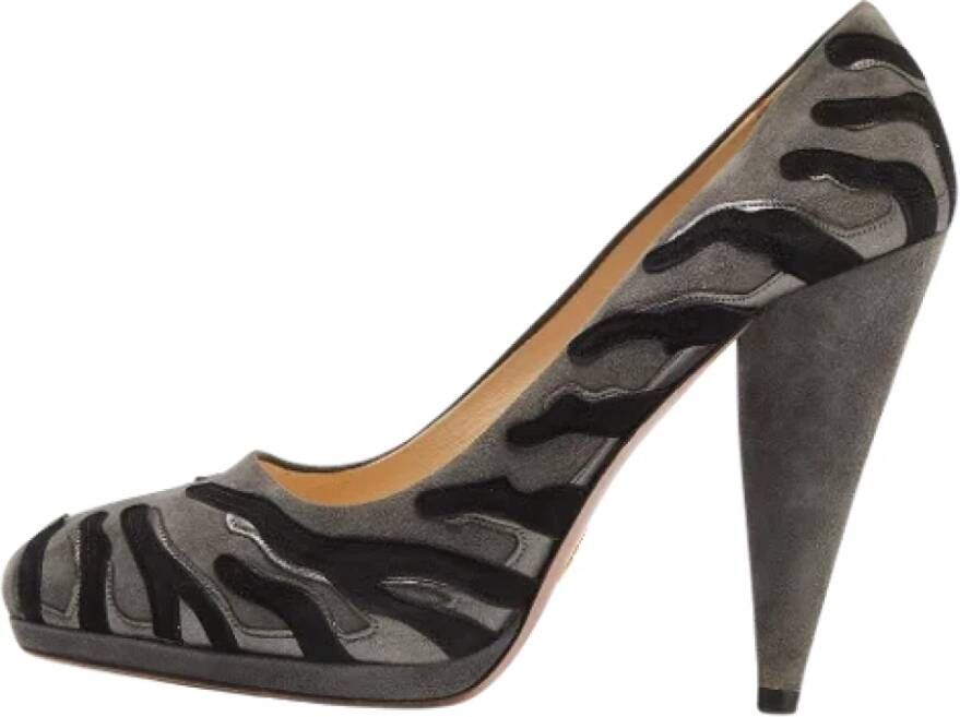 Prada Vintage Pre-owned Suede heels Gray Dames