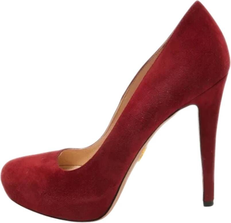 Prada Vintage Pre-owned Suede heels Red Dames