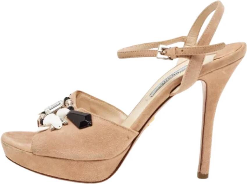 Prada Vintage Pre-owned Suede sandals Beige Dames