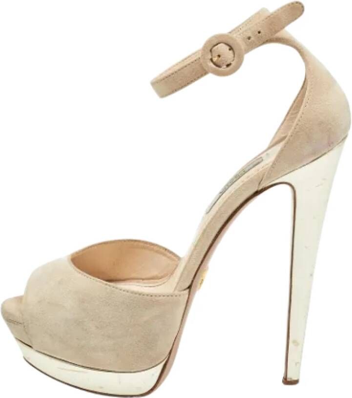 Prada Vintage Pre-owned Suede sandals Beige Dames