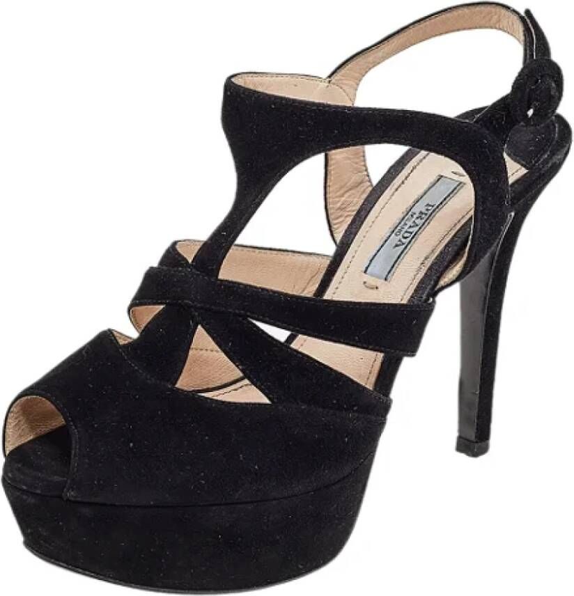 Prada Vintage Pre-owned Suede sandals Black Dames