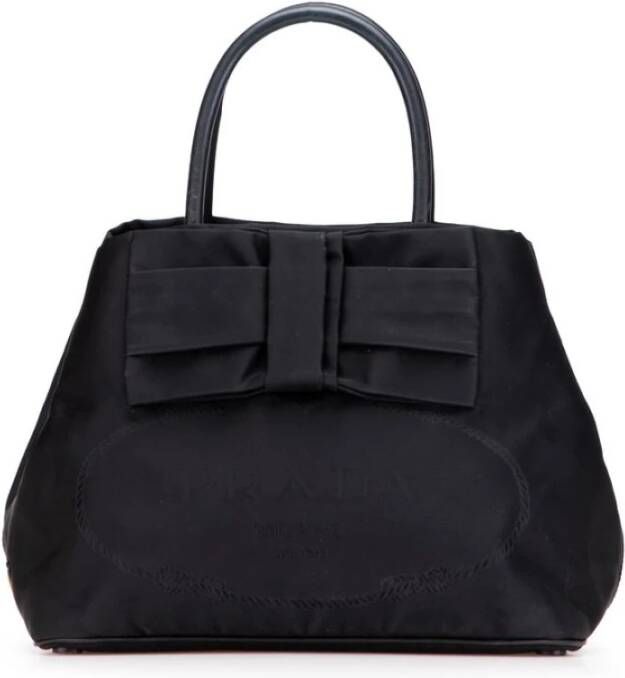 Prada Vintage Tweedehands Boog Accent Top Handvat Tas