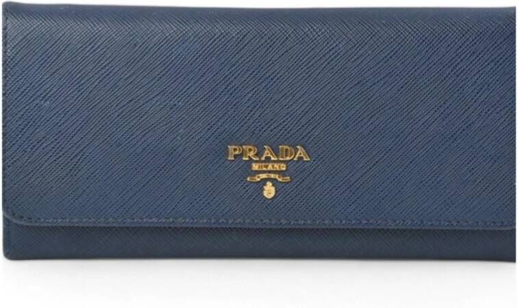 Prada Vintage Tweedehands Boogportemonnee Saffiano Leer