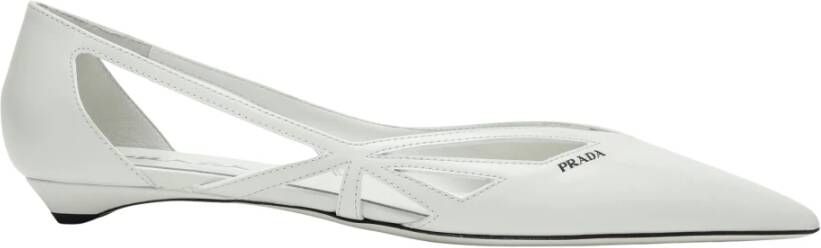 Prada Witte Ballerina Platte Schoenen