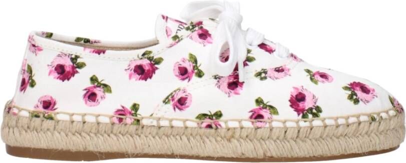 Prada Witte Stoffen Espadrille Front Logo