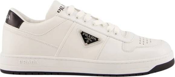Prada Witte Zwarte Leren Sneakers Downtown