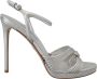 Prada Zilveren Leren Sandalen Enkelband Hakken Stiletto Gray Dames - Thumbnail 1