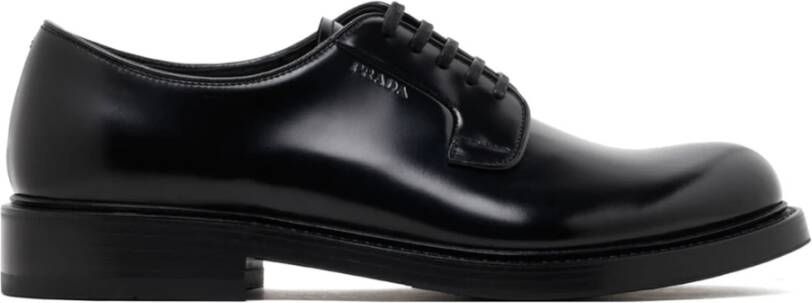 Prada Zwarte Derby Schoenen met Logo Inprenting