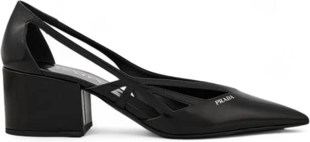 Prada Zwarte leren cut-out pumps