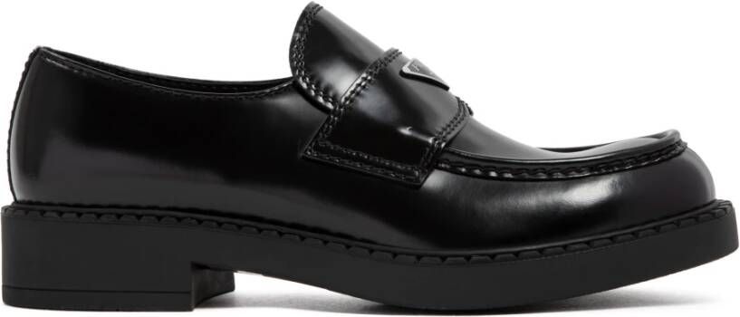 Prada Zwarte Leren Loafers Stijlvolle Herenschoenen