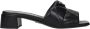 Prada Zwarte leren platte sandalen met logo - Thumbnail 1