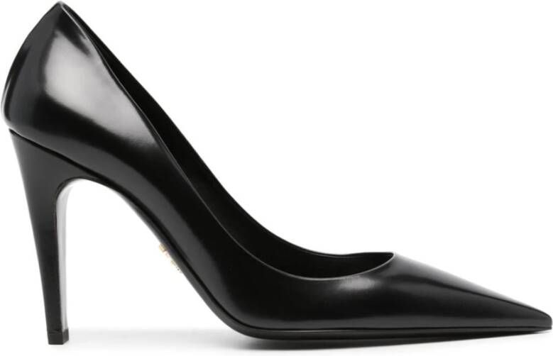 Prada Zwarte Leren Pumps met Puntige Neus Black Dames