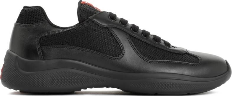 Prada Zwarte Leren Sneakers New Americas Cup Black Heren